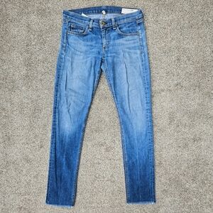 Rag & Bone DRE Jeans Slim Distressed Light Wash Raw Hem Keiko Wash Women Size 26